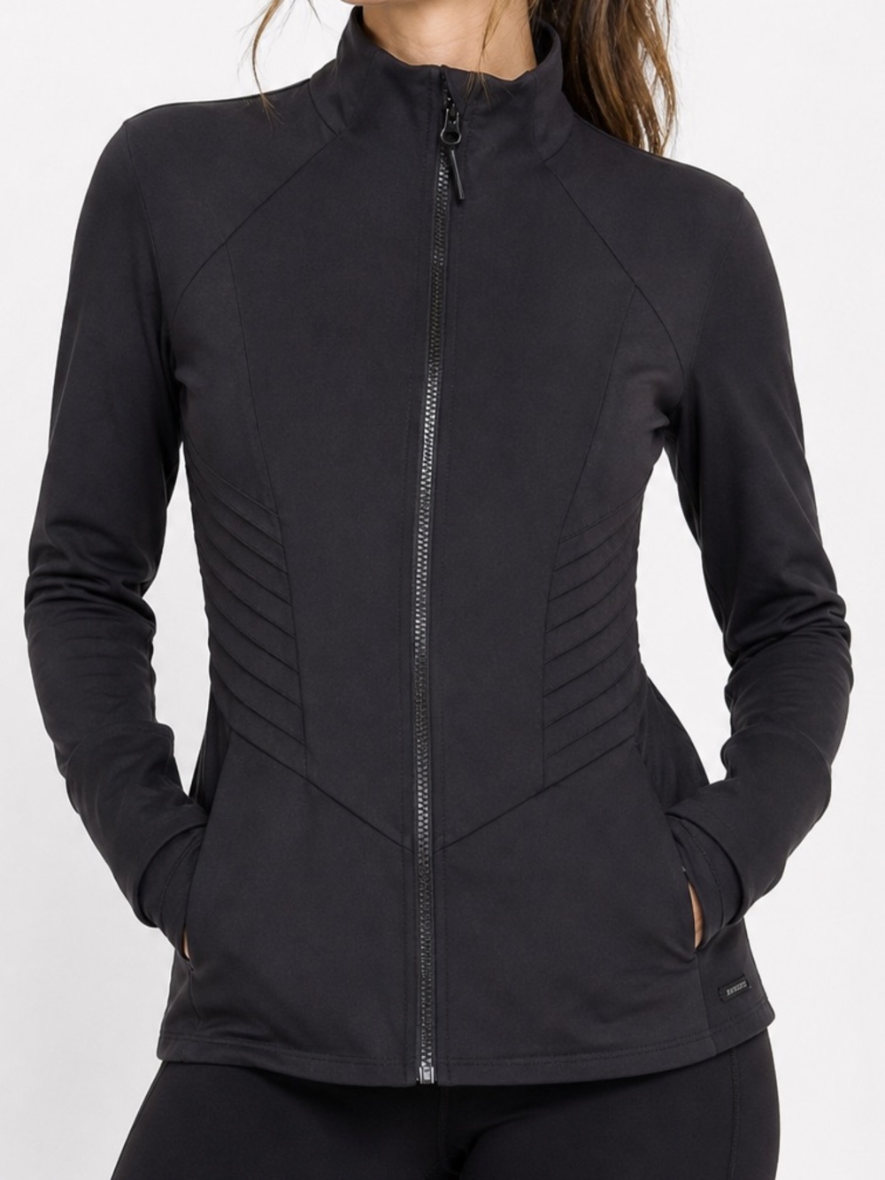 MONDETTA Lightweight Stretchy Knit Women's Black Fitted Athleisure Jacket - Picture 2 of 10